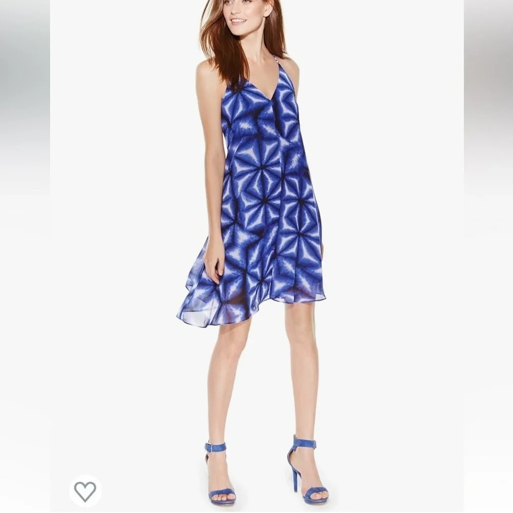 Calvin Klein blue patterned swing dress 29058